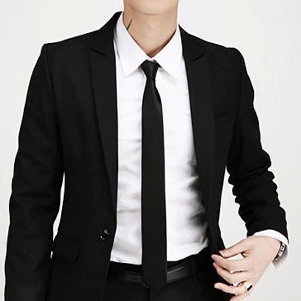 Skinny Tie Men - Moda casual magro liso masculino sólido