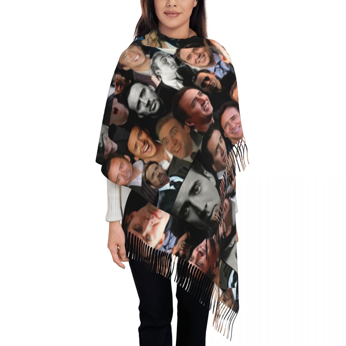 Pashmina Wrap Large - Nicolas Cage Colllage Xale Wraps Mulheres