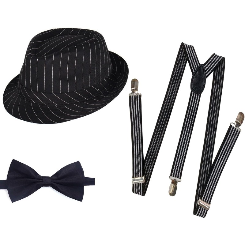 Bow Tie Pre Tied - Chapéu Fedora Masculino Estilo Anos 20,
