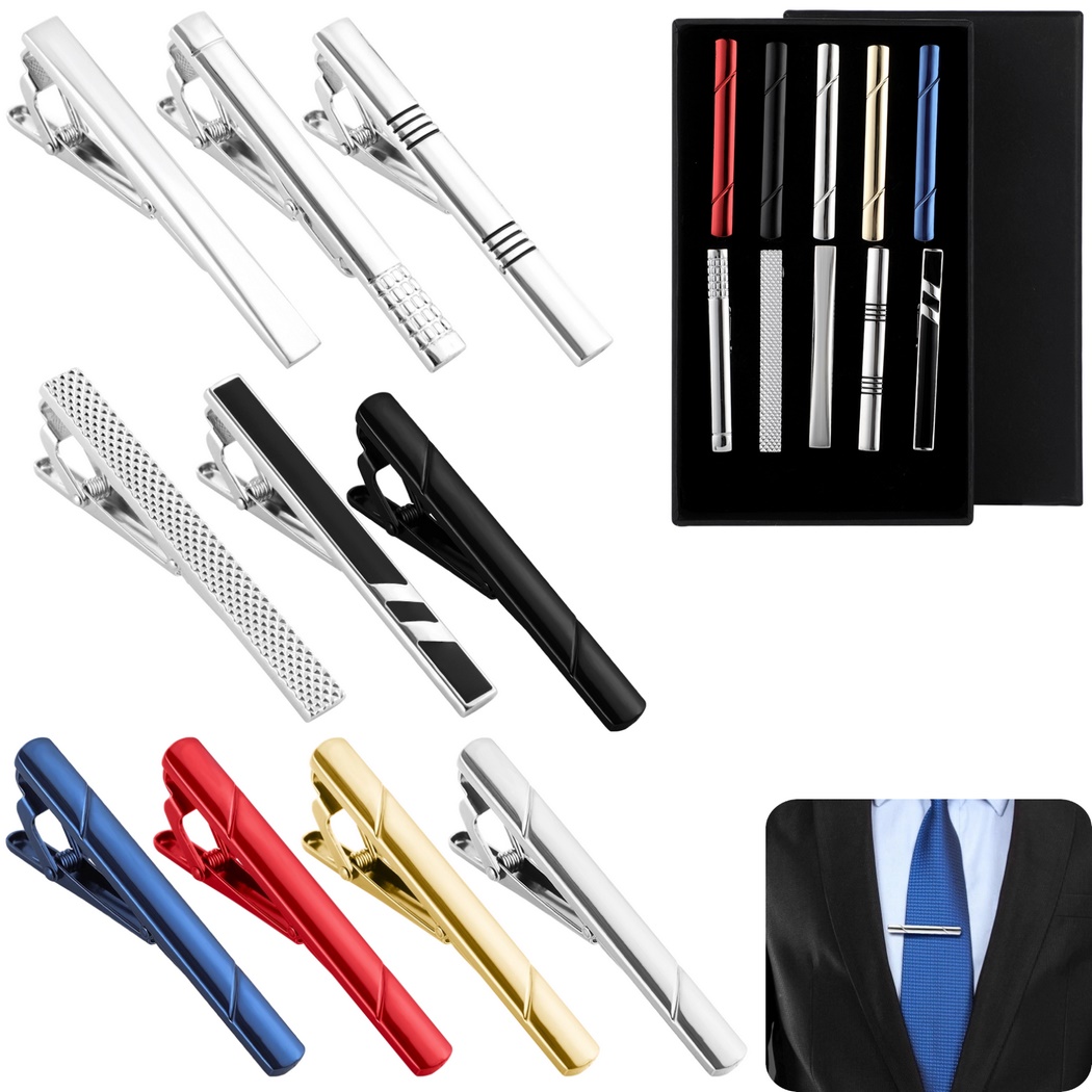 Tie Bar Set Gift - Conjunto de 10 prendedores de gravata