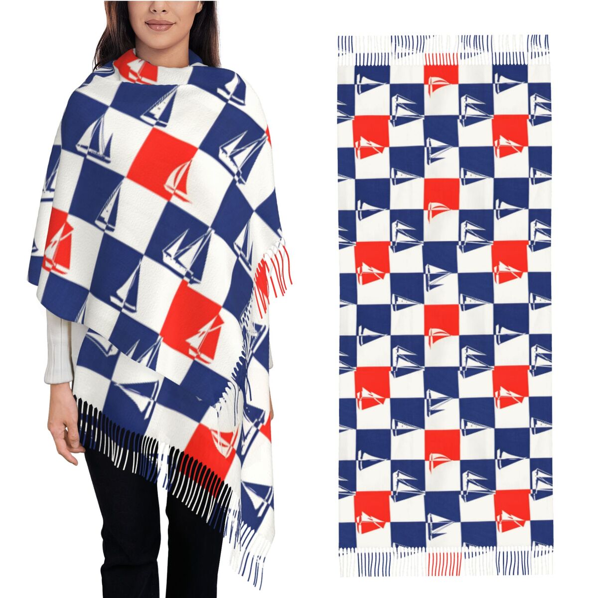 Pashmina Wrap Large - Navio à vela oceano cachecol outono