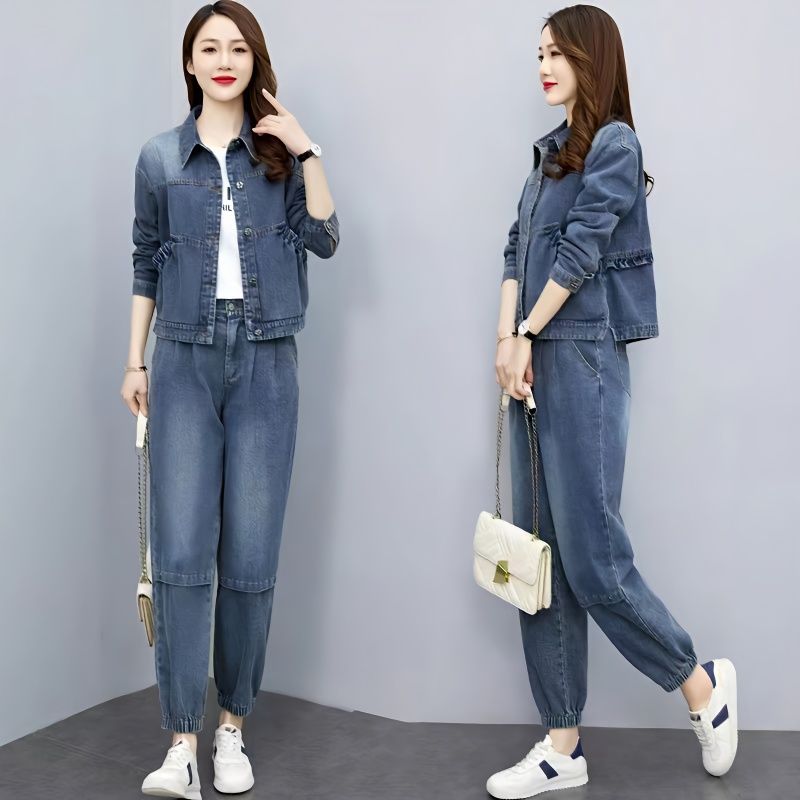 Pocket Square Set - Mulheres denim ternos 2024 nova primavera