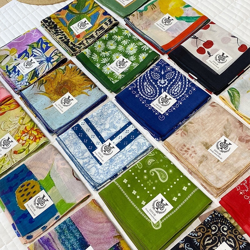 Bandana Cotton - Lenço quadrado 100% algodão para mulheres,