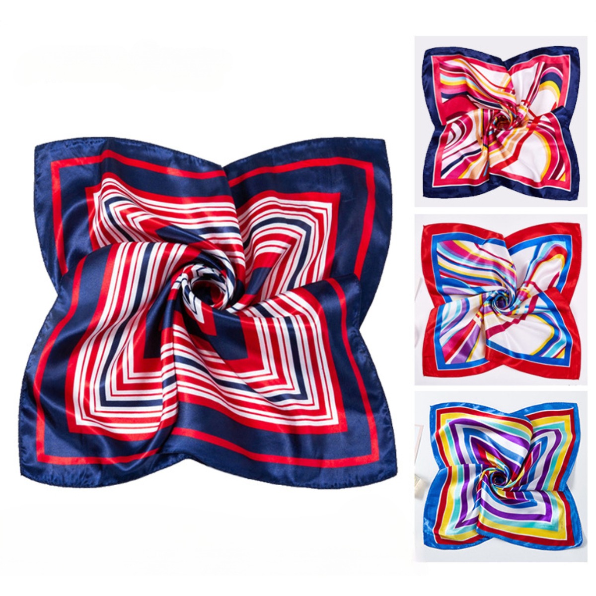 Ascot Neck Scarf - 50*50cm lenços de seda quadrados cachecol