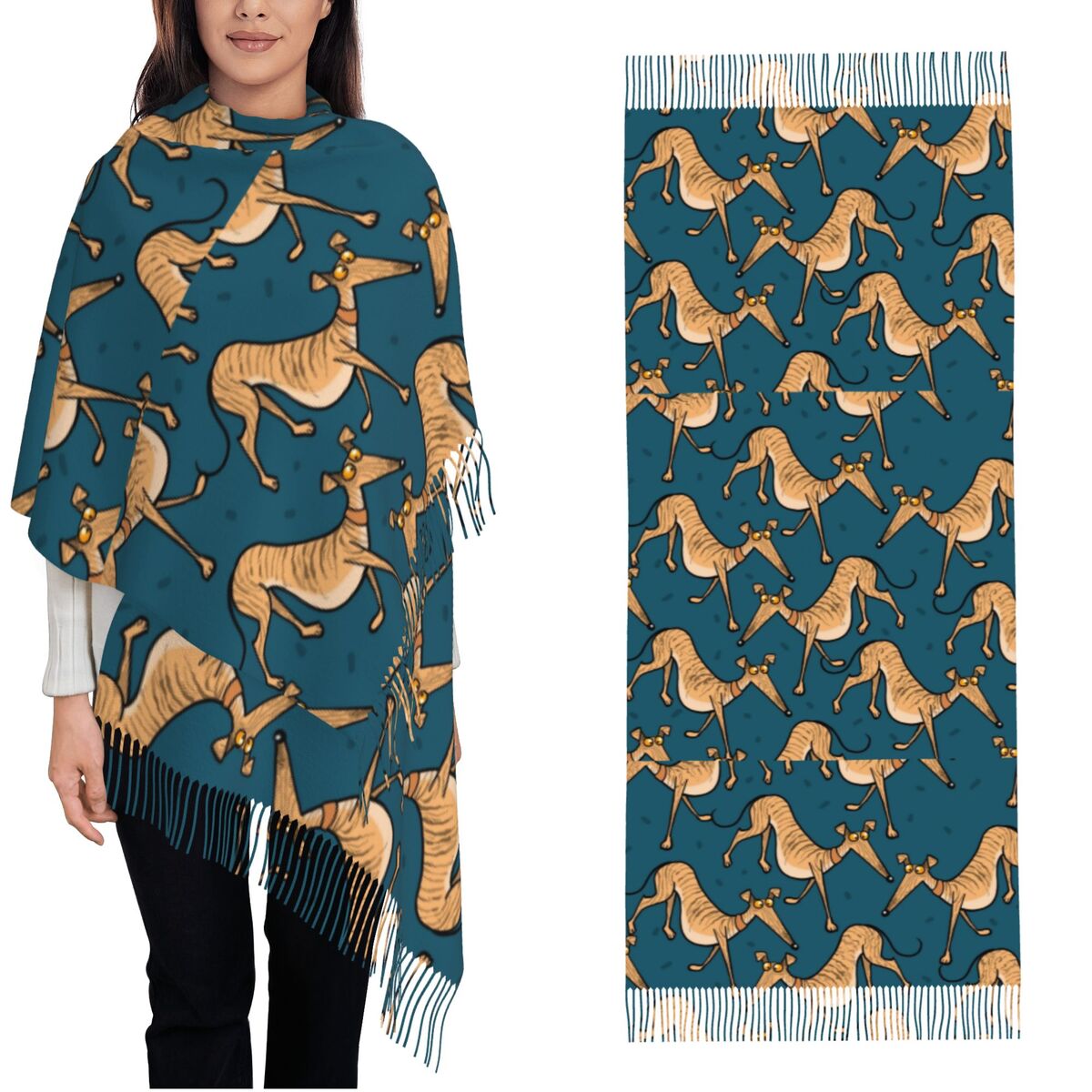 Pashmina Wrap Large - Galgo Whippet Lurcher Cão Xales Envoltórios