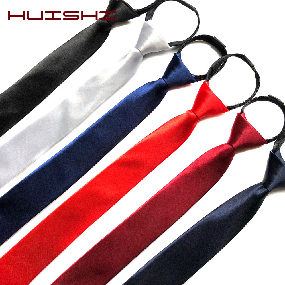 Skinny Tie Men - Huishi pré-amarrado zíper gravata pescoço masculino