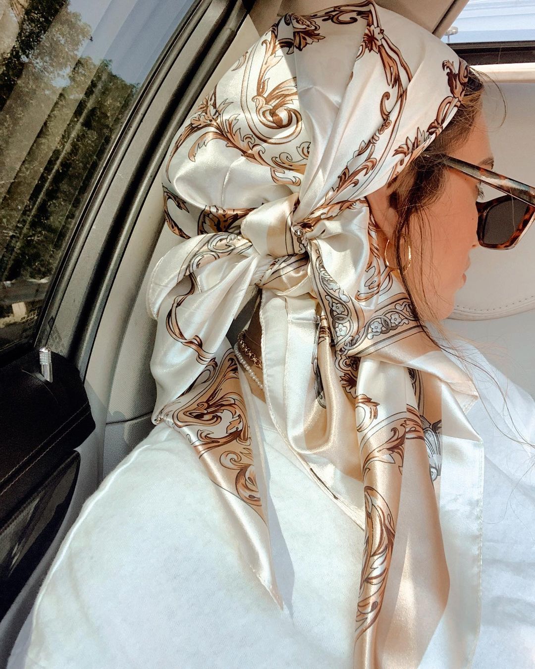 Face Scarf Mask - Lenço quadrado de cetim feminino muçulmano