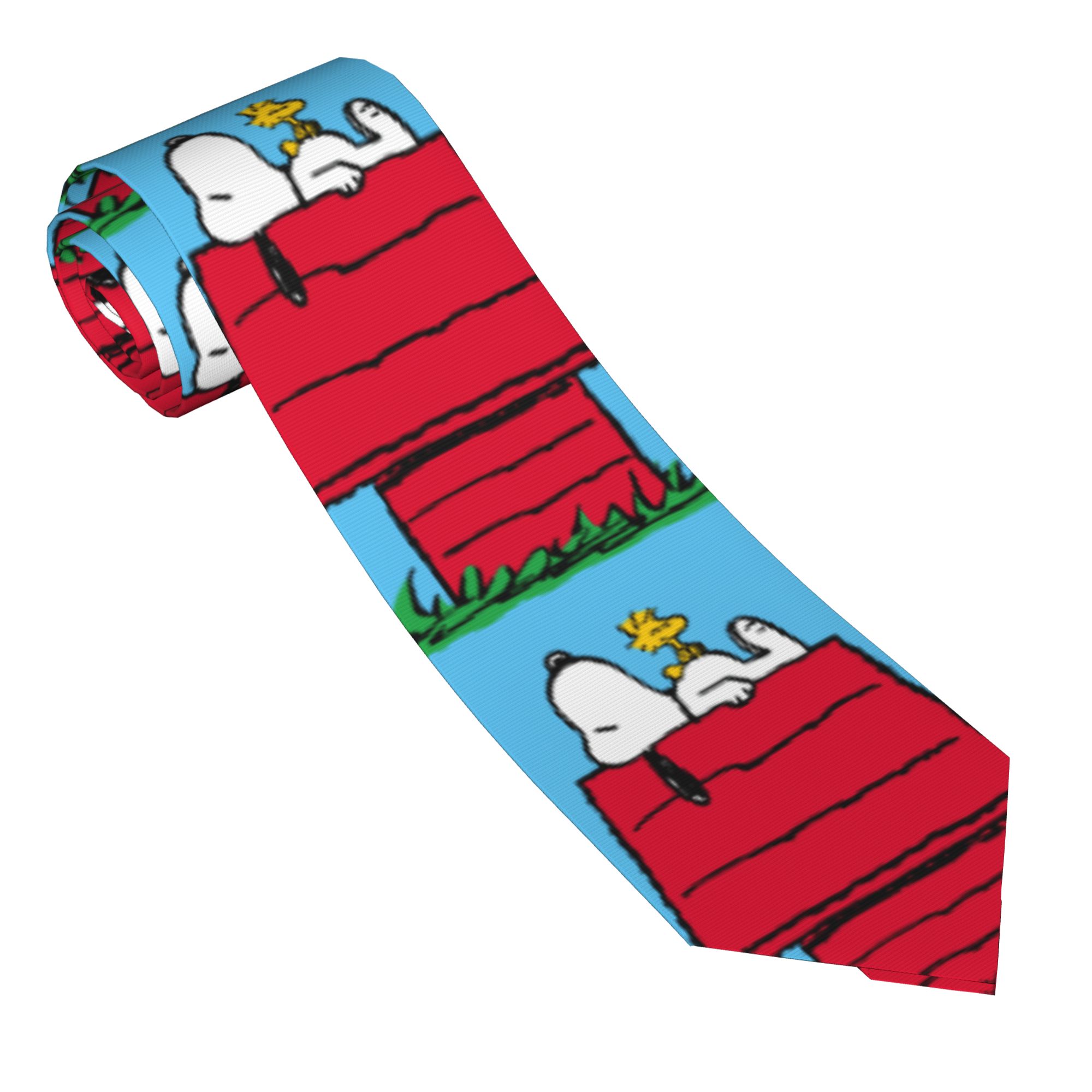 Skinny Tie Men - Gravatas Unissex Snoopy Woodstock Doghouse em