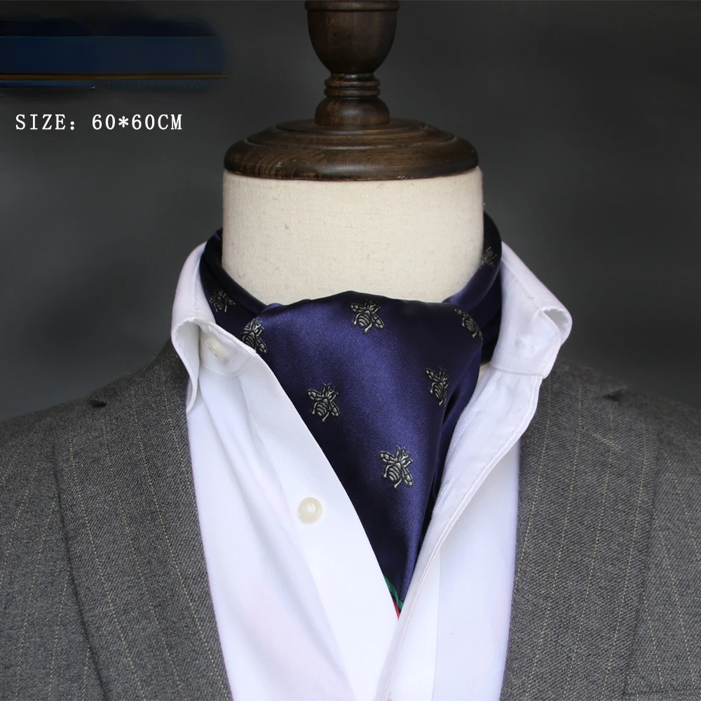 Ascot Neck Scarf - Lenço de seda masculino britânico pequena