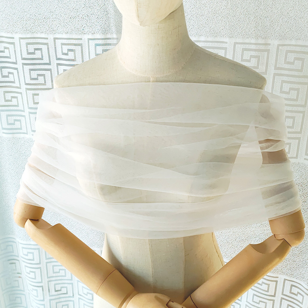 Stole Wedding Shawl - Feminino plissado tule sheer envoltório casamento