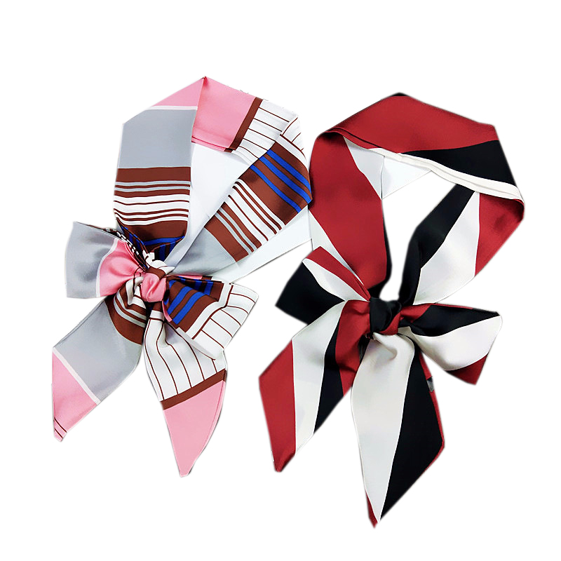 Silk Tie Striped - Top pequeno lenço de seda longo