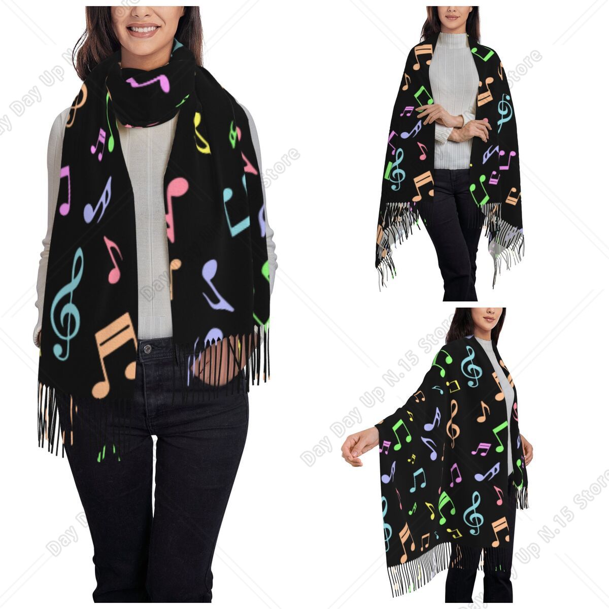 Xale com padrão de notas music - Pashmina Wrap Large avaliação e preço