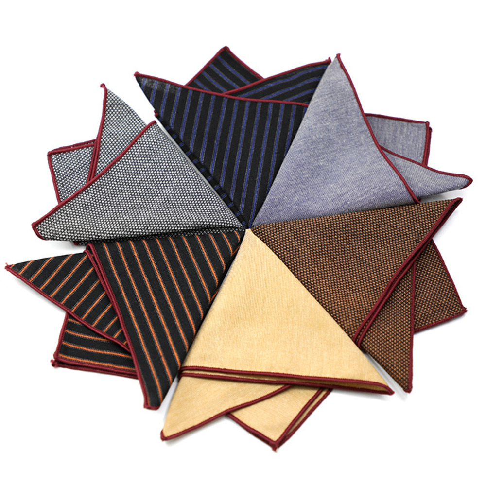Sólido listrado marrom bolso q - Handkerchief Cotton Men avaliação e preço