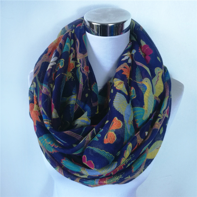 Nova magpie pássaro impressão  - Infinity Scarf Knit avaliação e preço