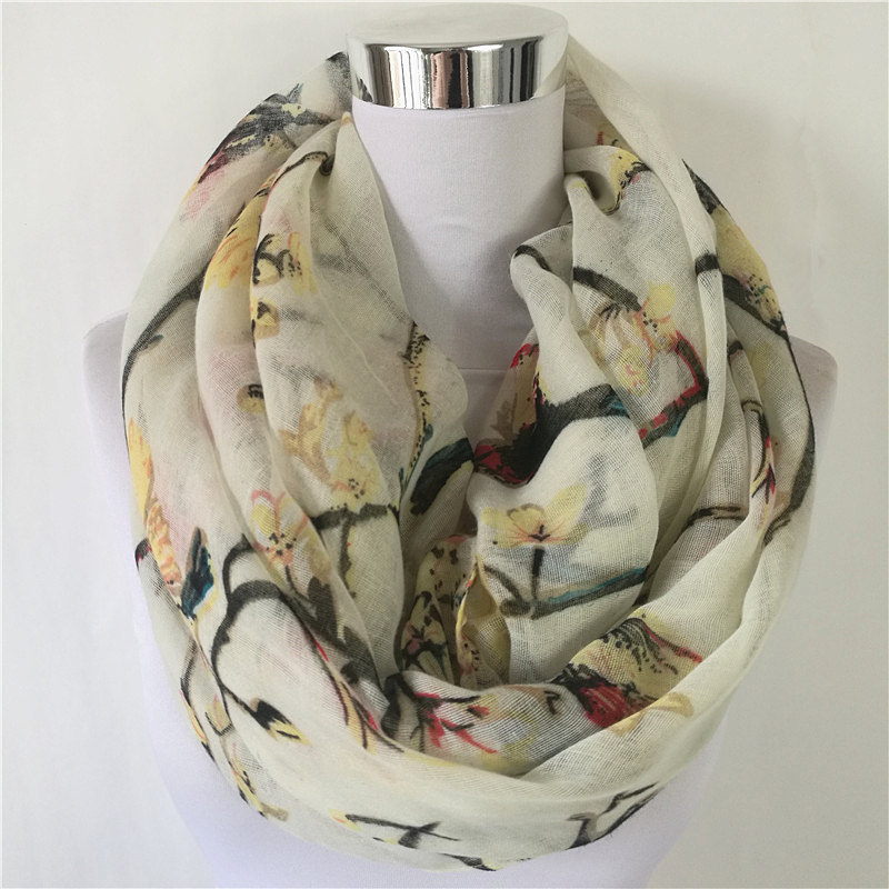 Nova magpie pássaro impressão  - Infinity Scarf Knit avaliação e preço