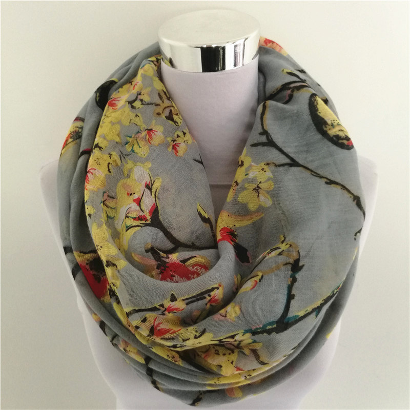 Nova magpie pássaro impressão  - Infinity Scarf Knit avaliação e preço