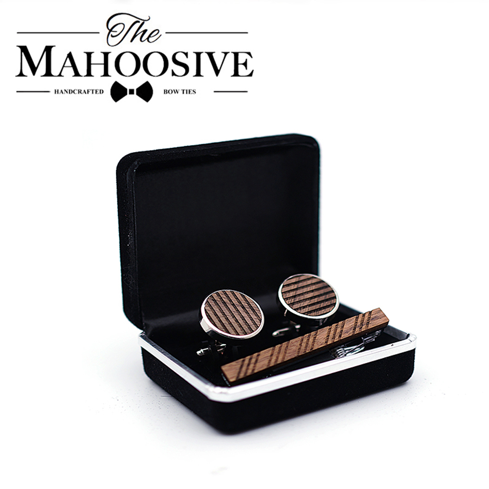 Abotoaduras de madeira de alta - Tie Bar Set Gift avaliação e preço