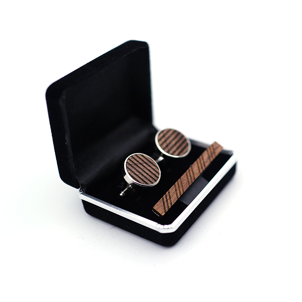 Abotoaduras de madeira de alta - Tie Bar Set Gift avaliação e preço
