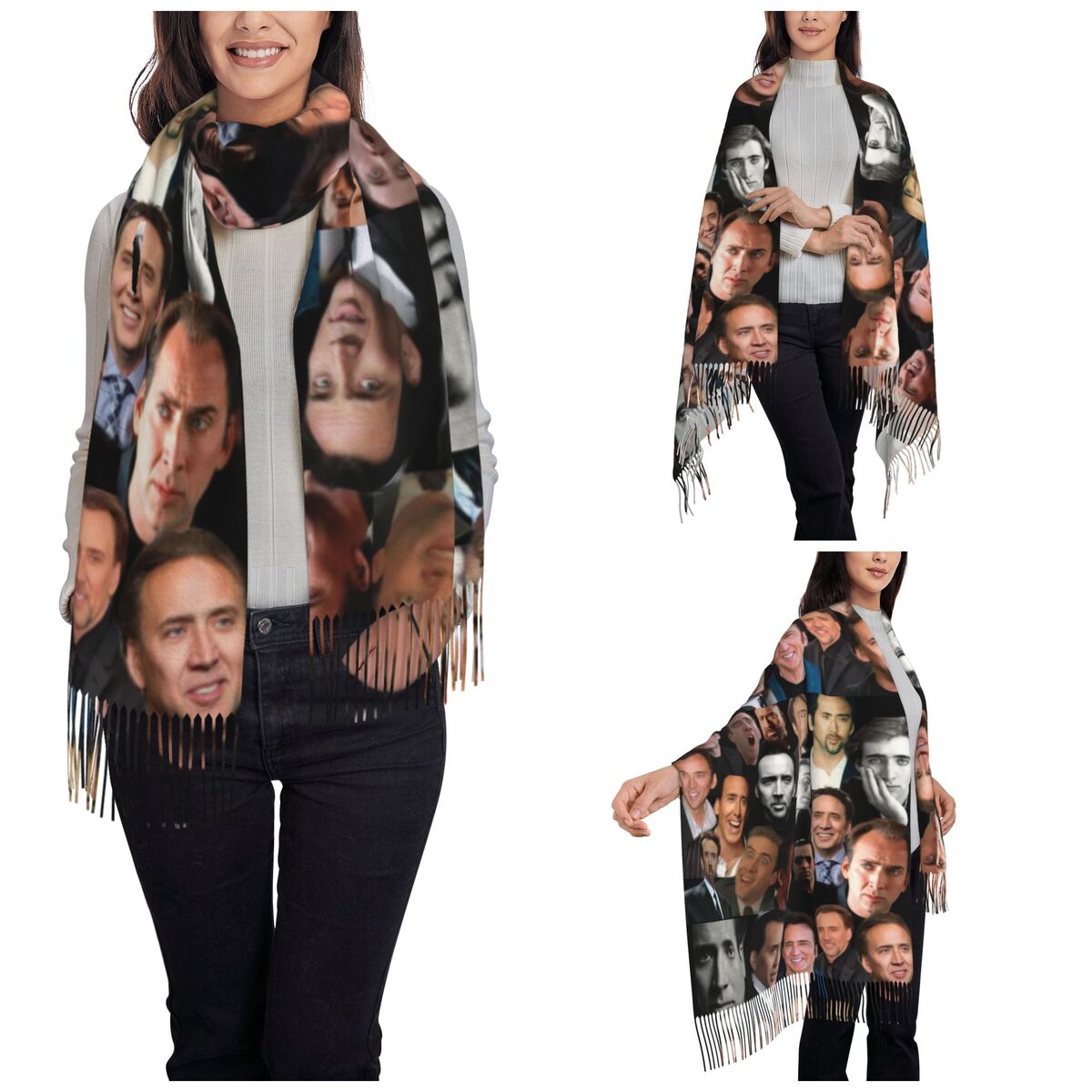 Nicolas Cage Colllage Xale Wra - Pashmina Wrap Large avaliação e preço