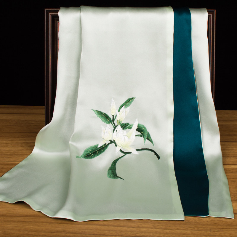 Lenço de Seda Pura com Bordado - Silk Neck Scarf avaliação e preço