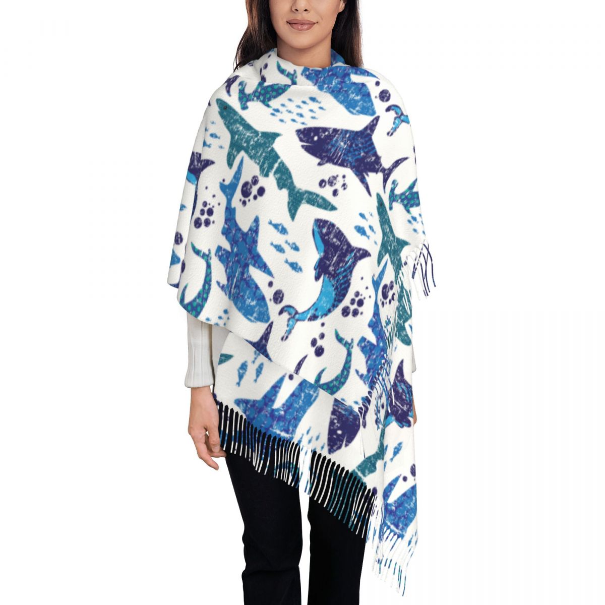 Tubarão subaquático mundo ocea - Pashmina Wrap Large avaliação e preço
