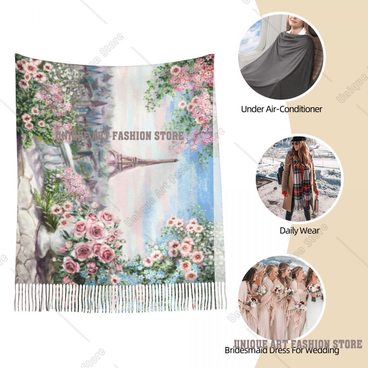 Pintura a óleo frança paris to - Pashmina Wrap Large avaliação e preço