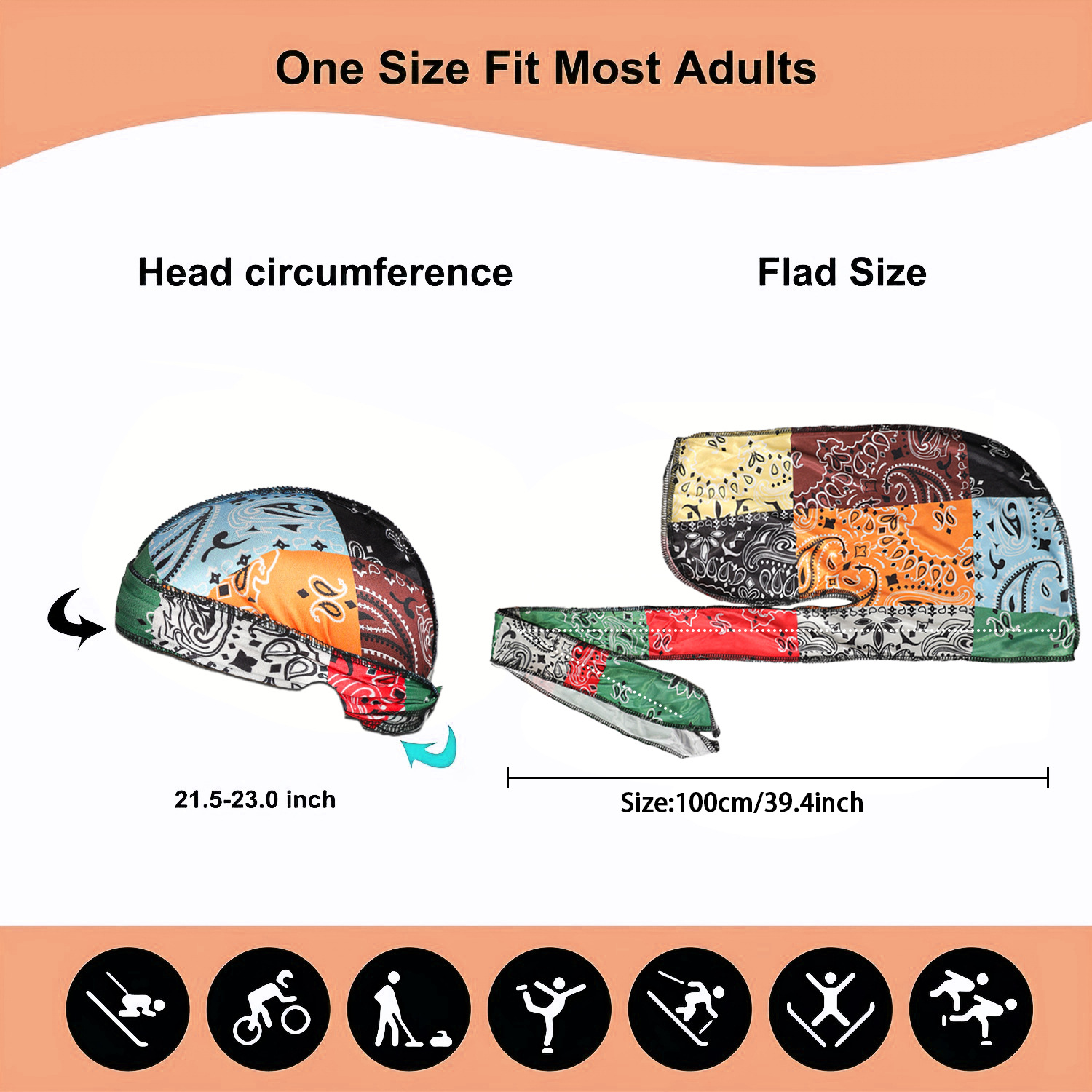 Paisley impressão sedosa Durag - Bandana Doo Rag avaliação e preço