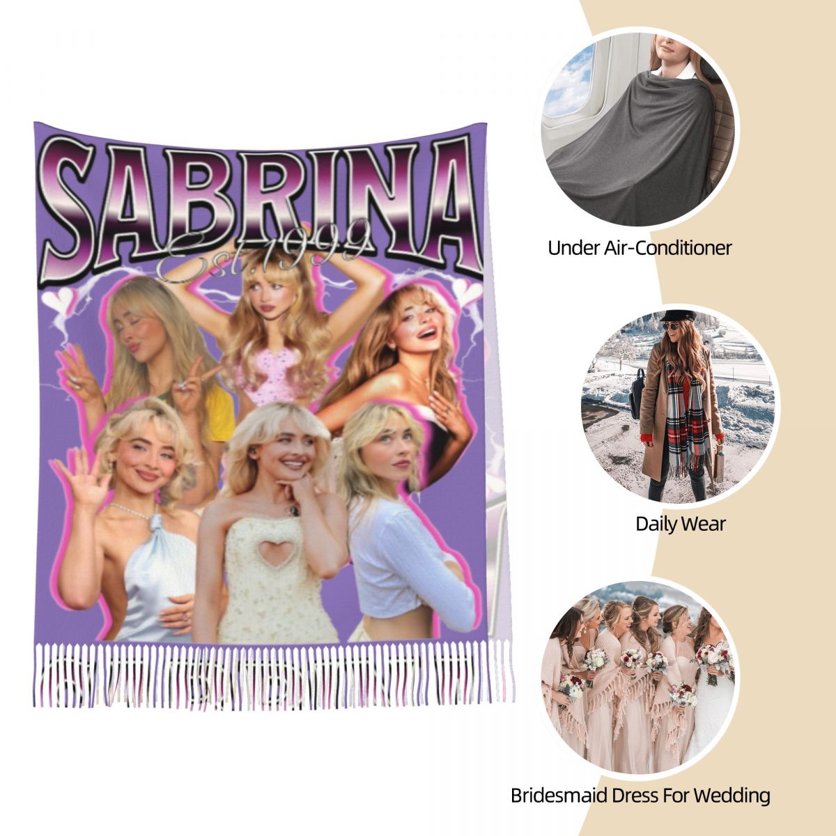Sabrina Carpenter 90s xale env - Pashmina Wrap Large avaliação e preço