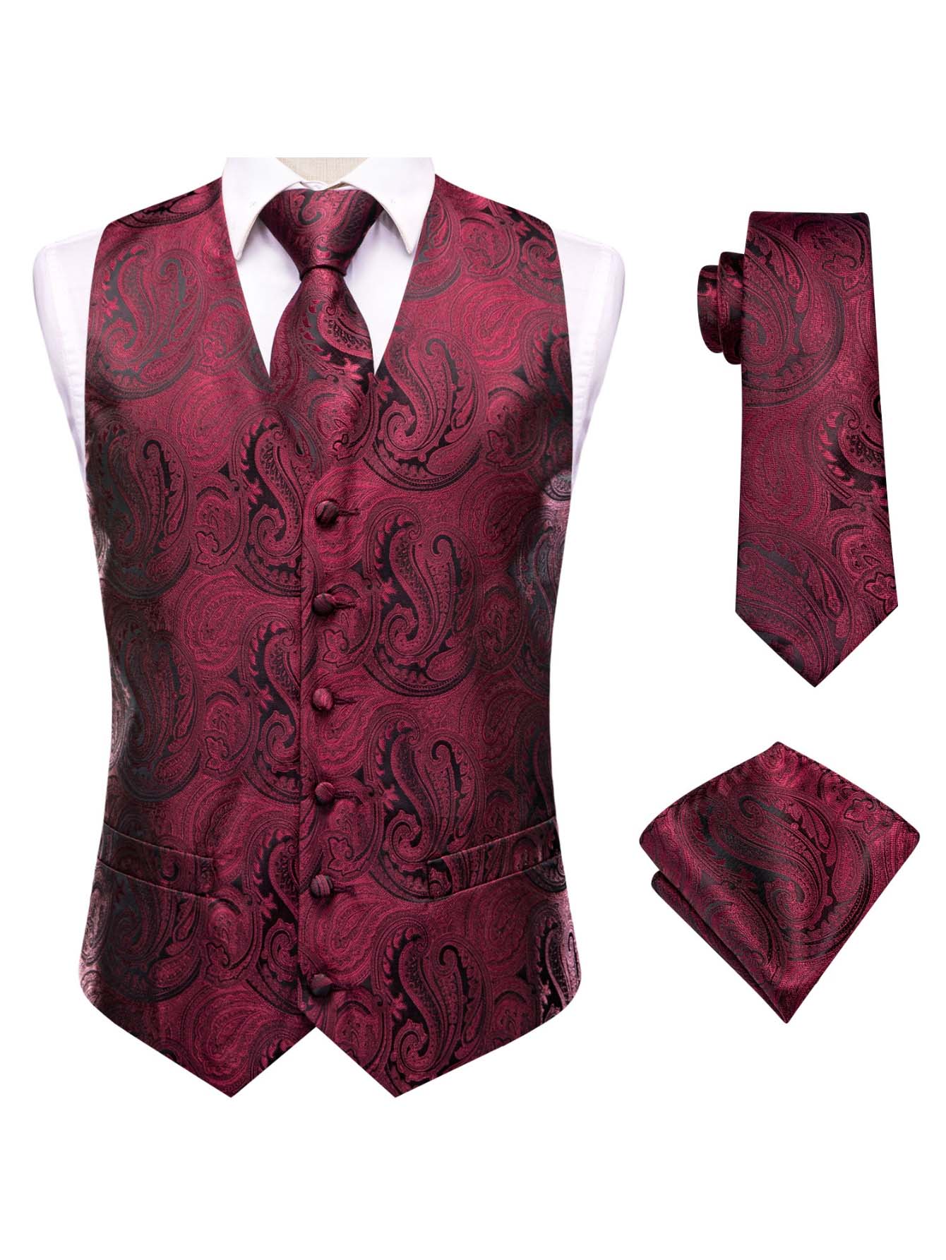 Colete Masculino Vermelho, Con - Pocket Square Set avaliação e preço