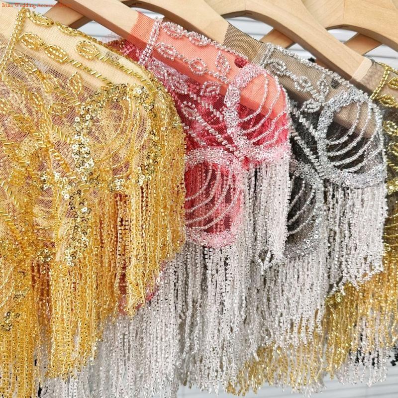 G92D Lantejoulas Bordadas Fris - Stole Wedding Shawl avaliação e preço
