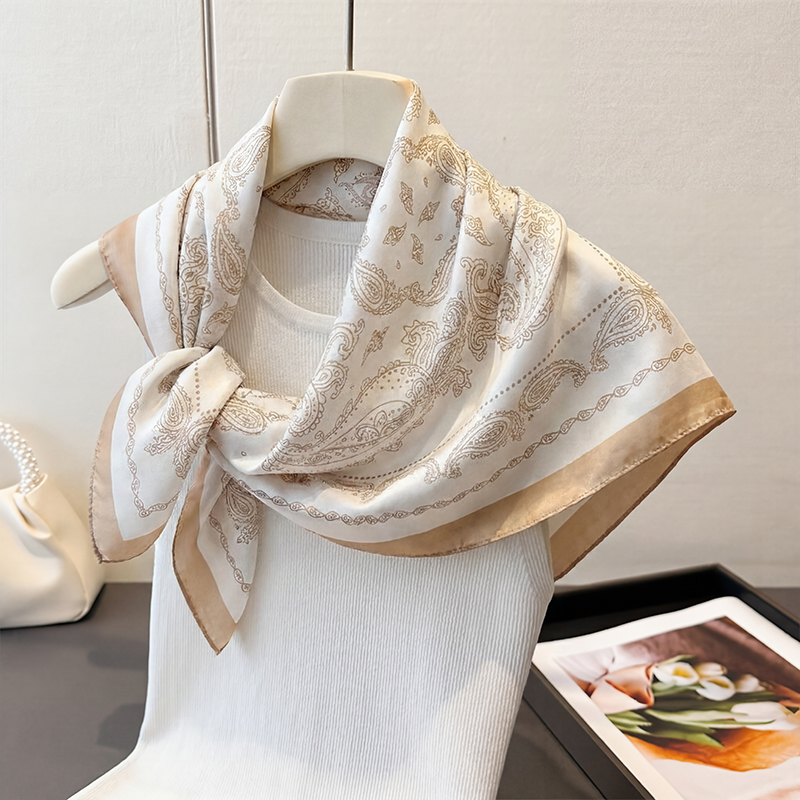 Lenço Quadrado Vintage Bege co - Face Scarf Mask avaliação e preço