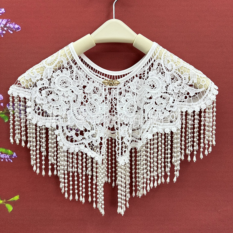 Xale Vintage com Pérolas e Bor - Stole Wedding Shawl avaliação e preço