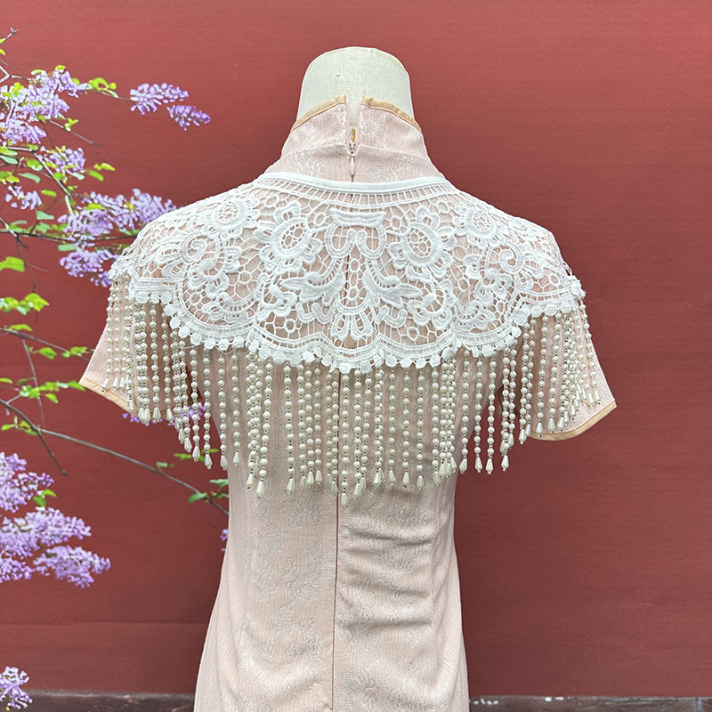 Xale Vintage com Pérolas e Bor - Stole Wedding Shawl avaliação e preço