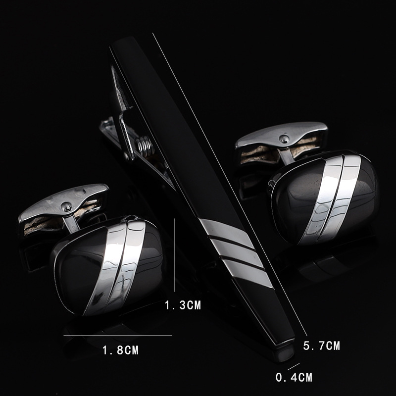 Conjunto de abotoaduras com pr - Tie Bar Set Gift avaliação e preço