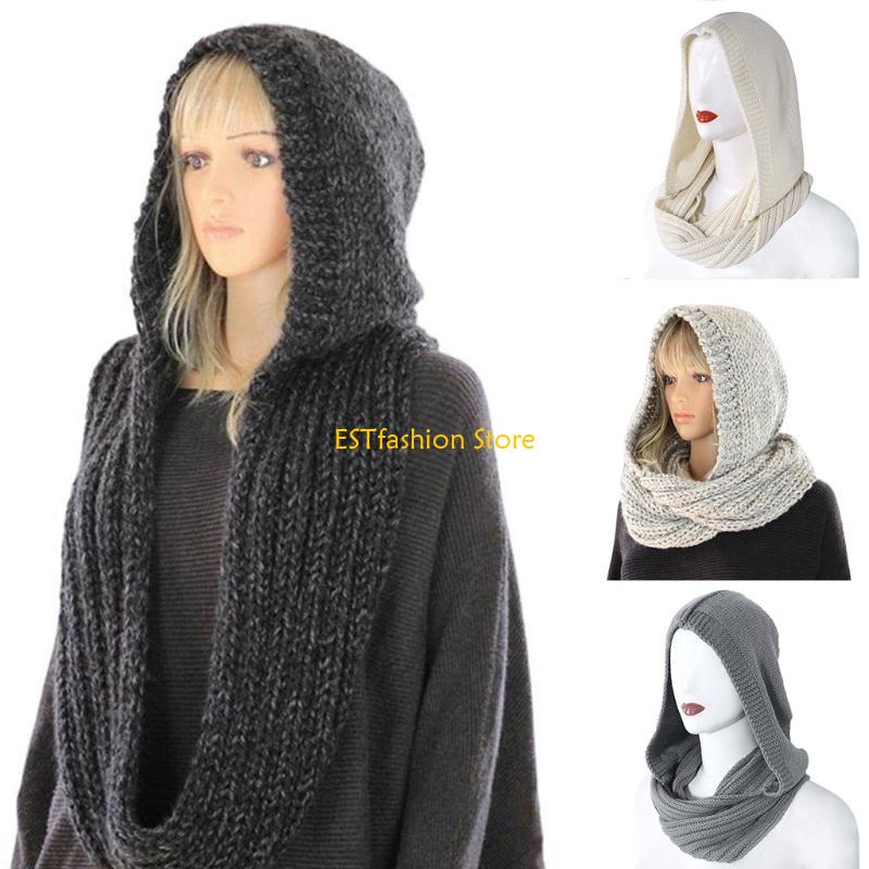 Y5GC feminino capuz malha inve - Infinity Scarf Knit avaliação e preço