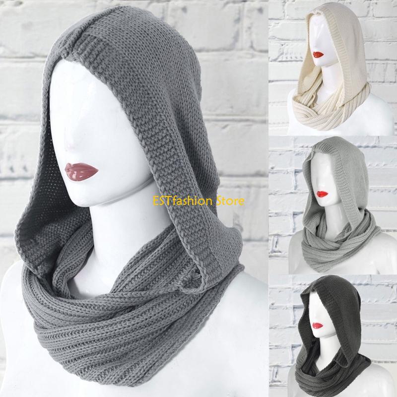 Y5GC feminino capuz malha inve - Infinity Scarf Knit avaliação e preço