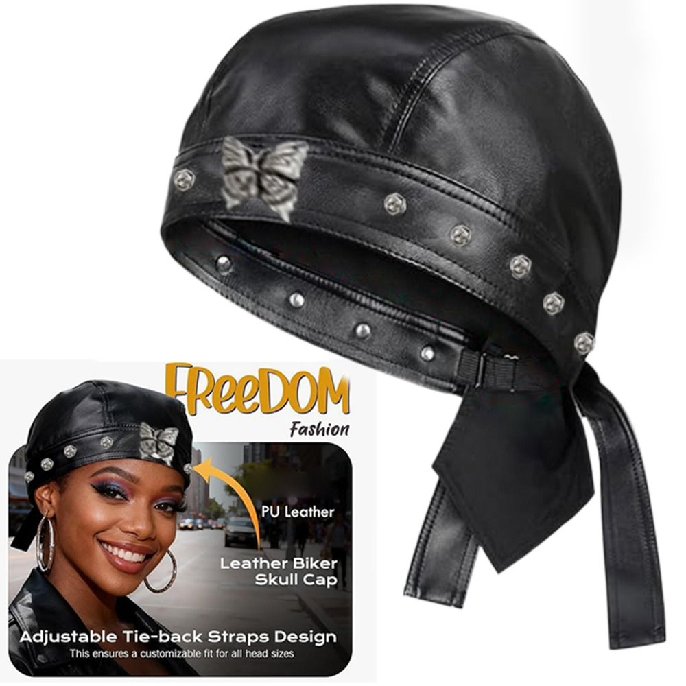 Novo boné de couro pu preto pa - Bandana Doo Rag avaliação e preço